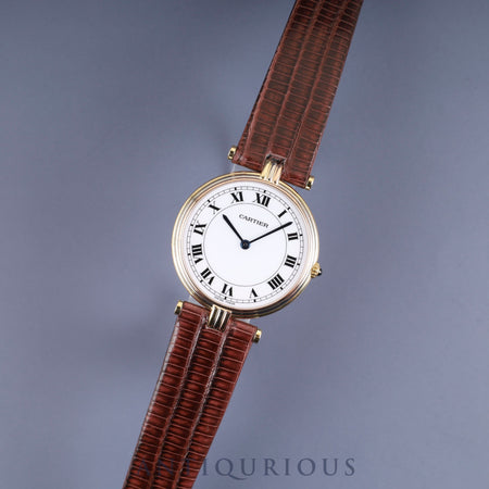 カルティエ ヴァンドーム VLC LM トリニティ 85533553 / 81003 クォーツ 750 革 純正尾錠（GP） ホワイトローマン文字盤 カルティエブティックにてコンプリートサービス（フルメンテナンス）済み