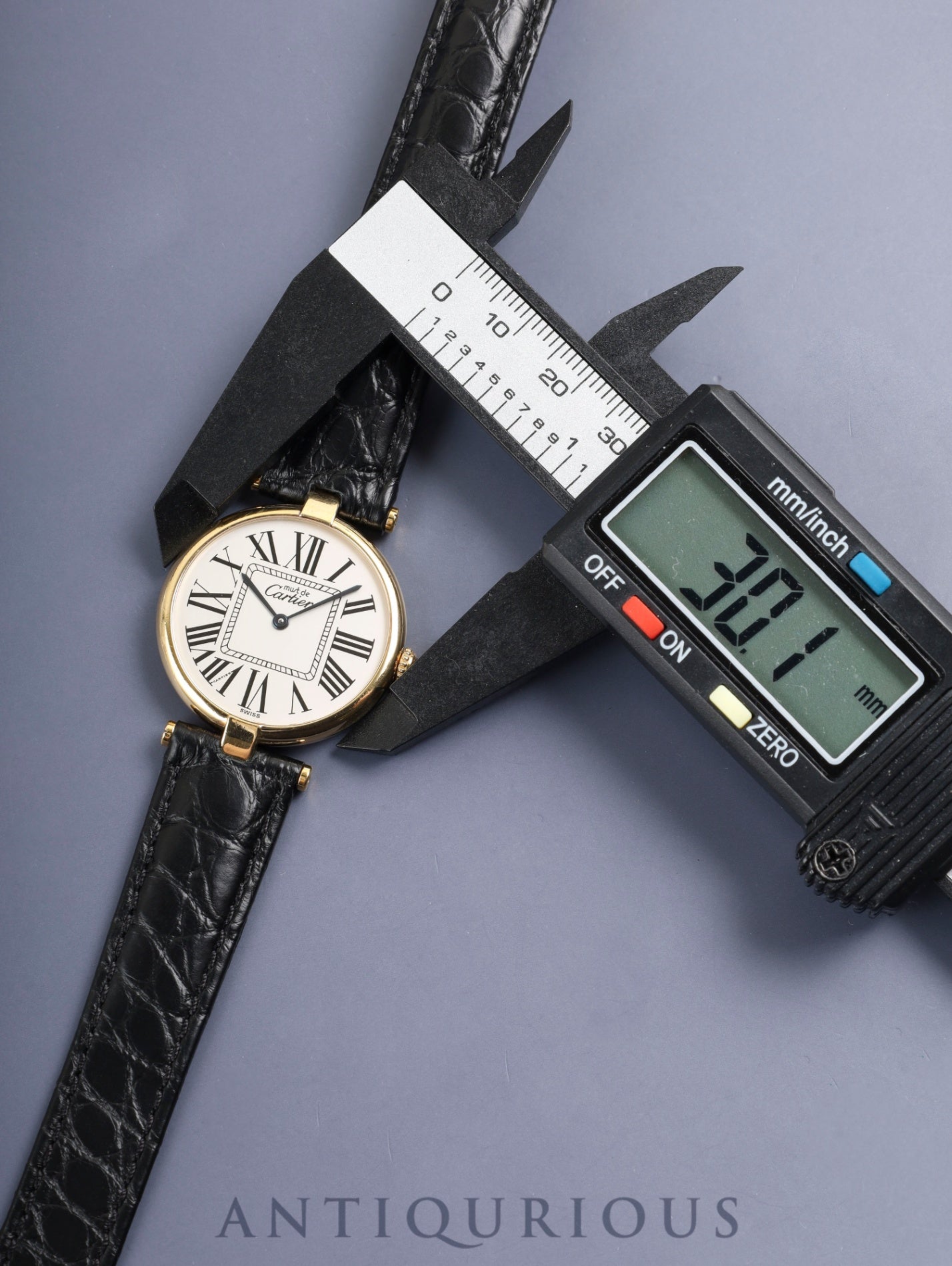 Cartier Must Vendome VLC LM W1005454 / 590003 Quartz Cal.90 SV925 Leather Genuine Deployant Buckle (GP) Opaline Dial (SWISS) Overhauled