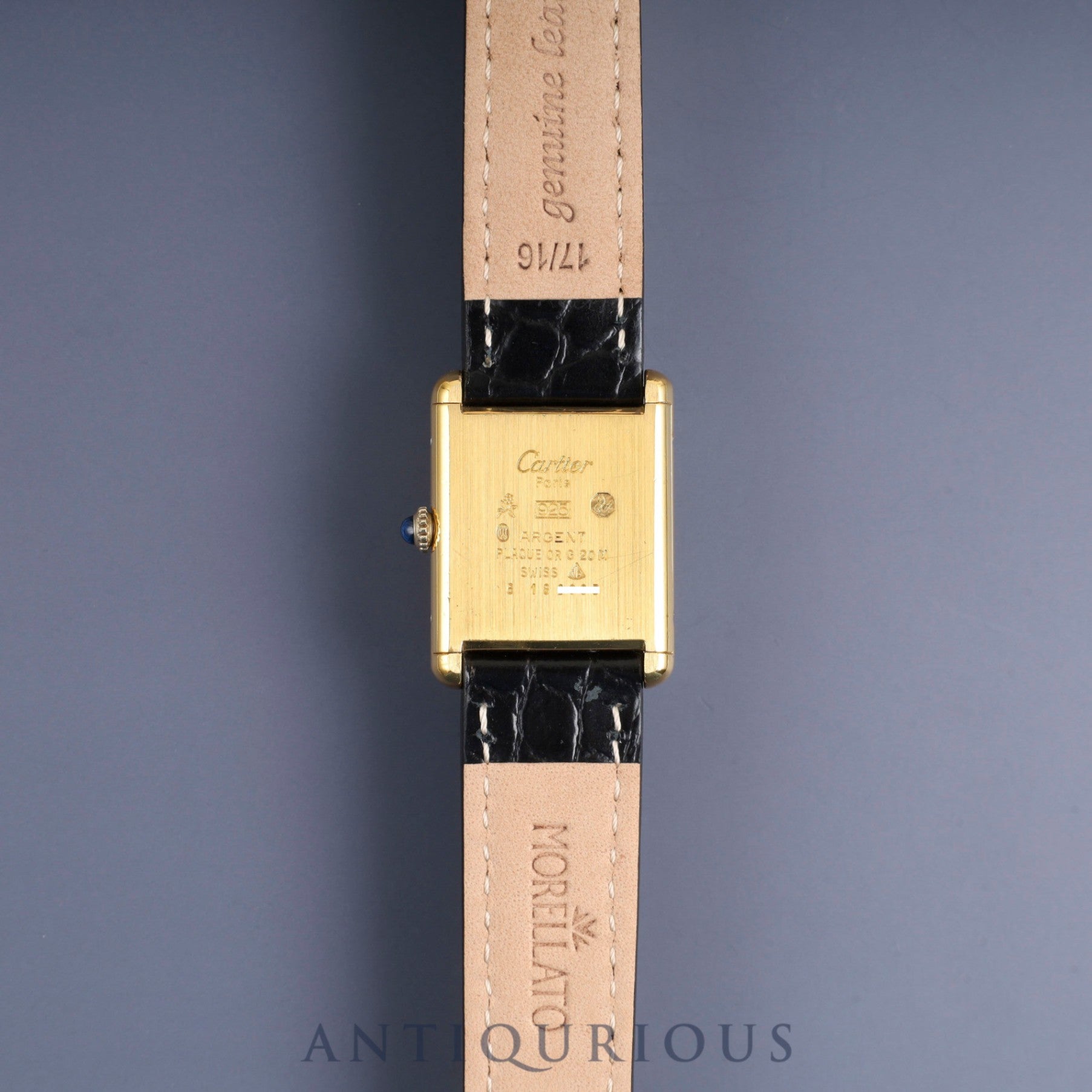 Cartier Must Tank LM 6 182065 Manual Winding Caliber 78-1 SV925 Leather Strap with Genuine GP Buckle Ivory Roman Dial Overhauled