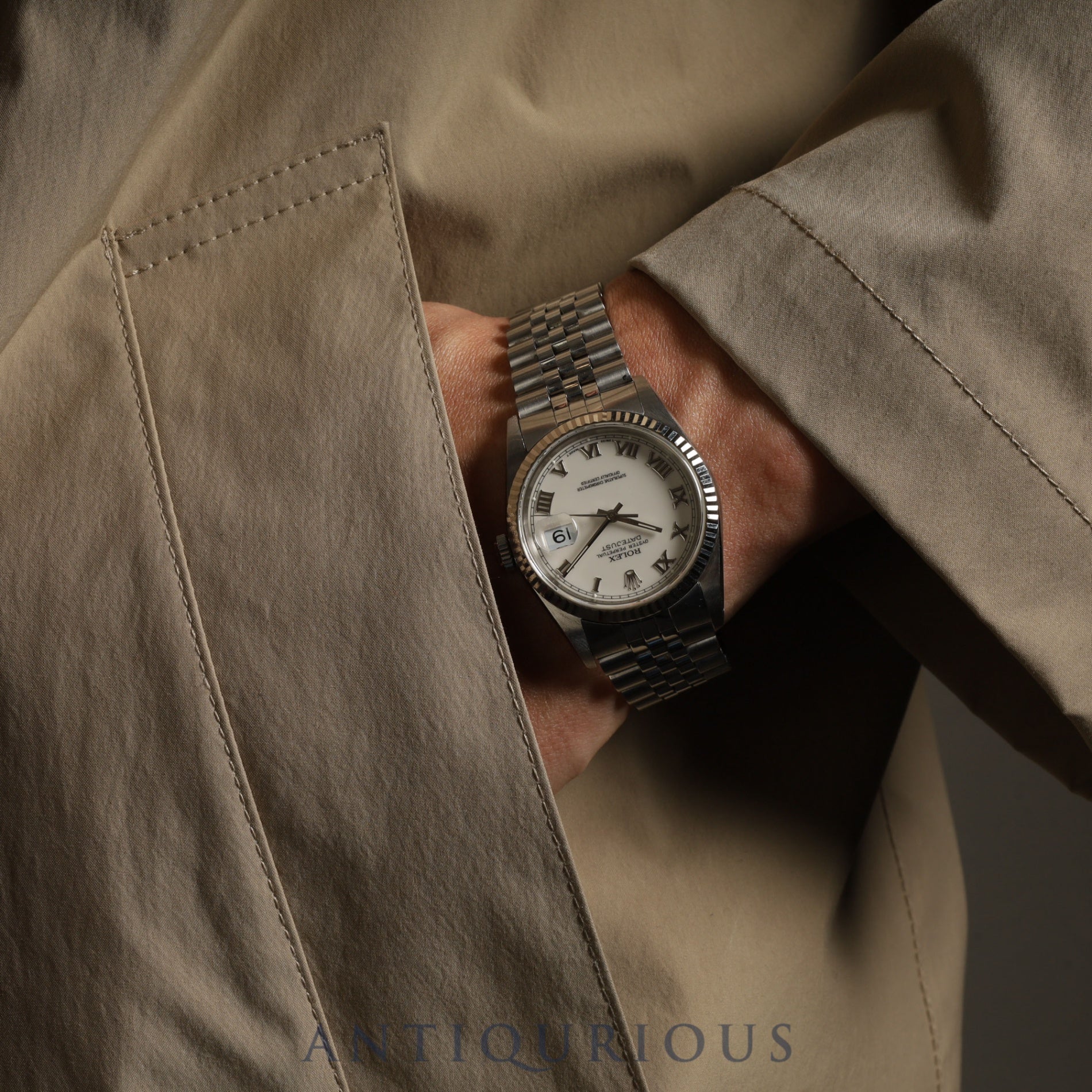 ロレックス デイトジャスト 36 16234 自動巻き Cal.3135 SS/WG SS ホワイト文字盤 X番（1991年）オーバーホール済み