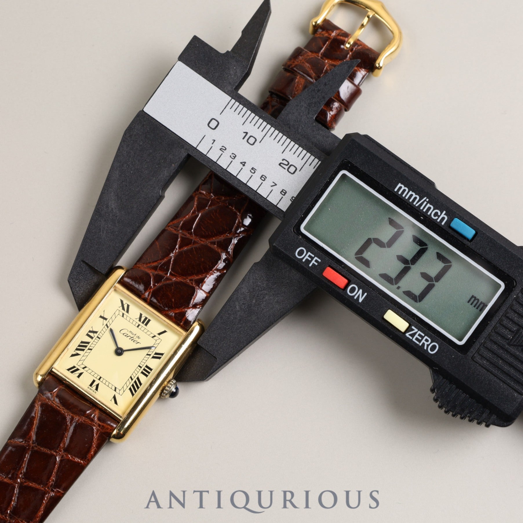 CARTIER Must Tank LM Manual winding Cal.78-1 SV925 Leather Genuine buckle (GP) Ivory dial Overhauled