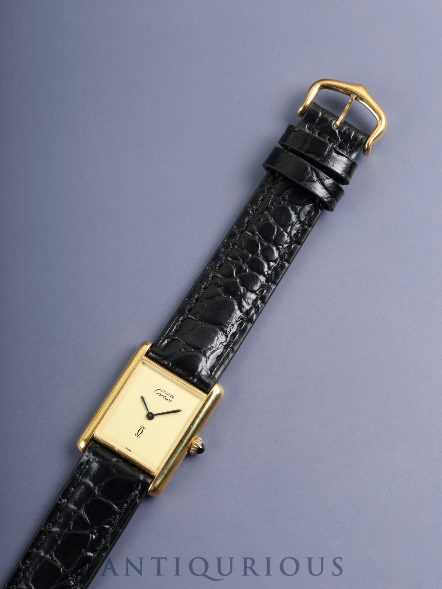 カルティエ マストタンク LM 手巻き Cal.78-1 SV925 革 純正ピンバックル（GP）アイボリー文字盤（SWISS表記）オーバーホール済み 新品仕上げ済み