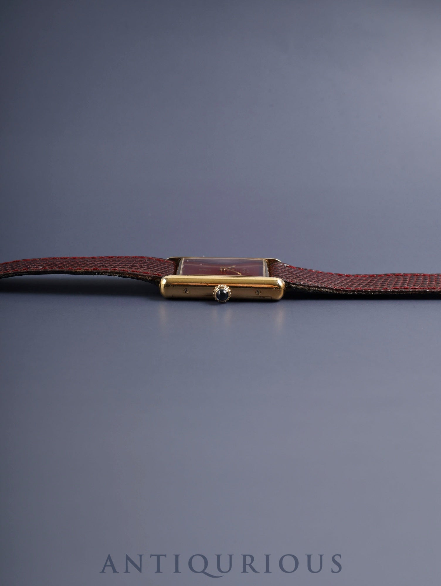 Cartier Must Tank LM, manual winding, Cal. 78-1, SV925, original leather strap, original pin buckle (GP), garnet dial, Bordeaux dial (SWISS marking), recently overhauled.