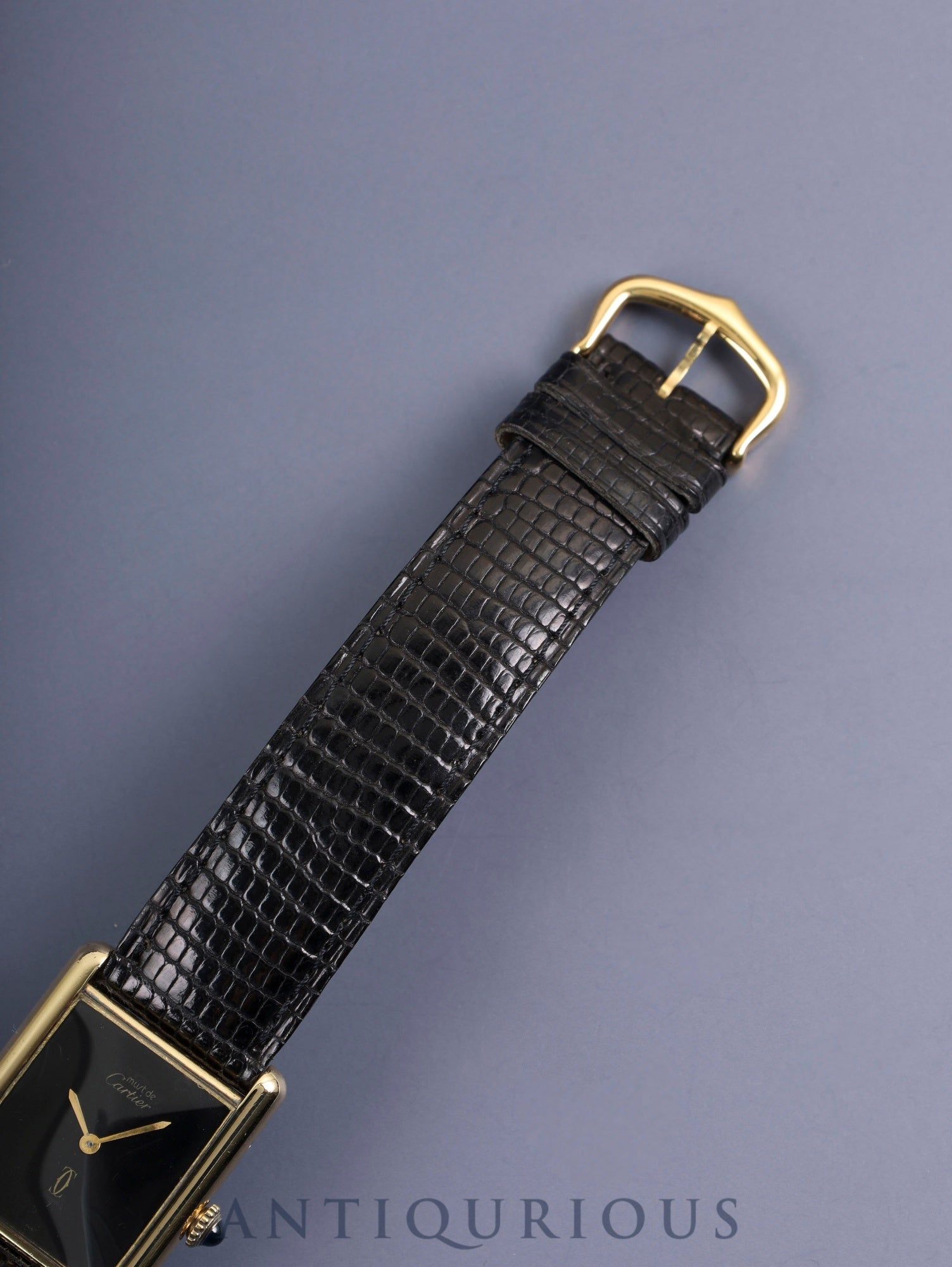 Cartier Must Tank LM, manual winding, Cal. 78-1, SV925, genuine leather strap, genuine buckle (GP), onyx dial, circa 1976-1981, overhauled.