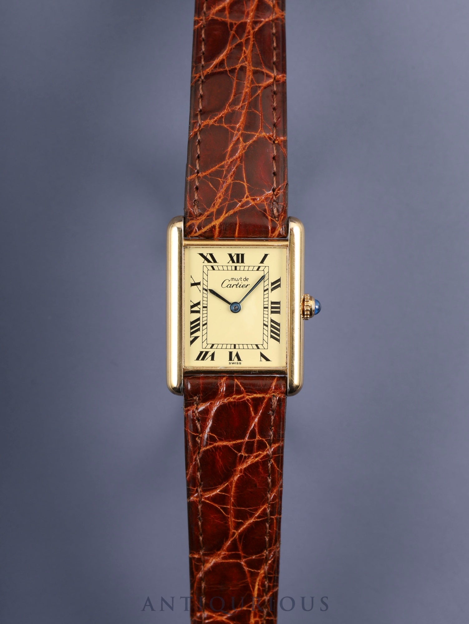 カルティエ マストタンク LM 590005 クォーツ Cal.90 SV925 純正革ベルト  純正尾錠（GP） アイボリーローマン文字盤 箱 冊子 保証書 タグ オーバーホール済み