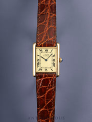 カルティエ マストタンク LM 590005 クォーツ Cal.90 SV925 純正革ベルト  純正尾錠（GP） アイボリーローマン文字盤 箱 冊子 保証書 タグ オーバーホール済み