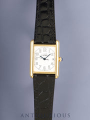 カルティエ マストタンク GM（XL） W1013954 / 2413 クォーツ Cal.687 SV925 革 純正ピンバックル（GP） アラビア文字盤（SWISS MADE表記） オーバーホール済み 新品仕上げ済み