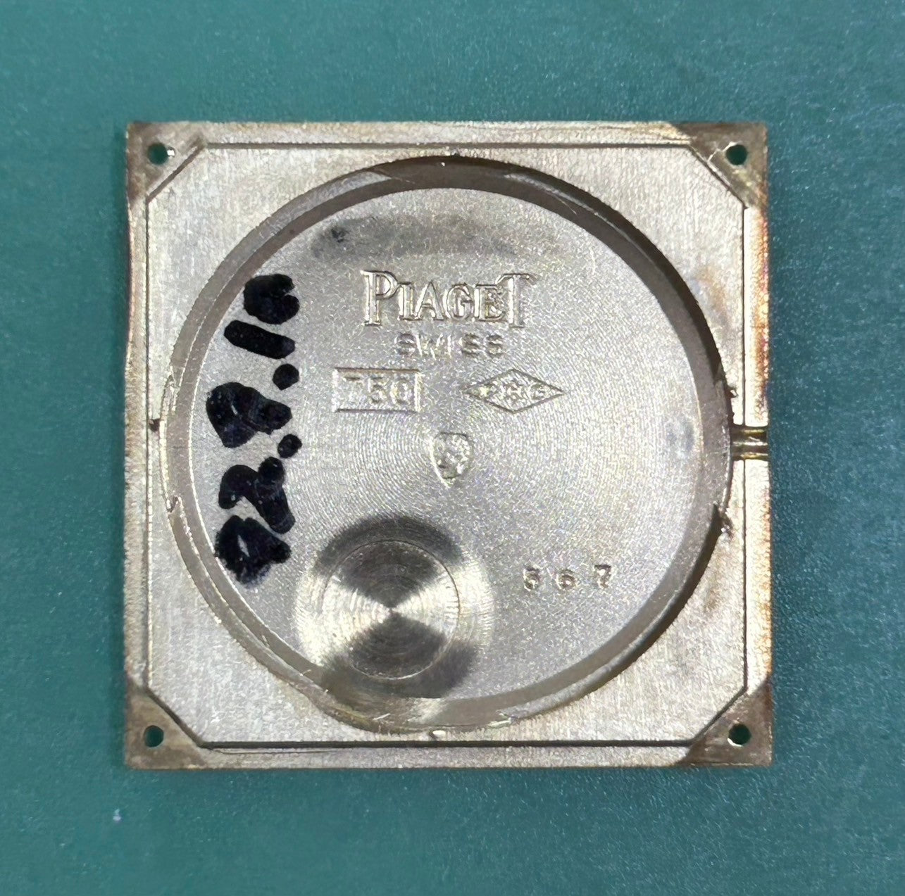 ピアジェ レクタンギュラー 9287 手巻き Cal.9P2 750 革 純正尾錠（750） ホワイトローマン文字盤 オーバーホール済み