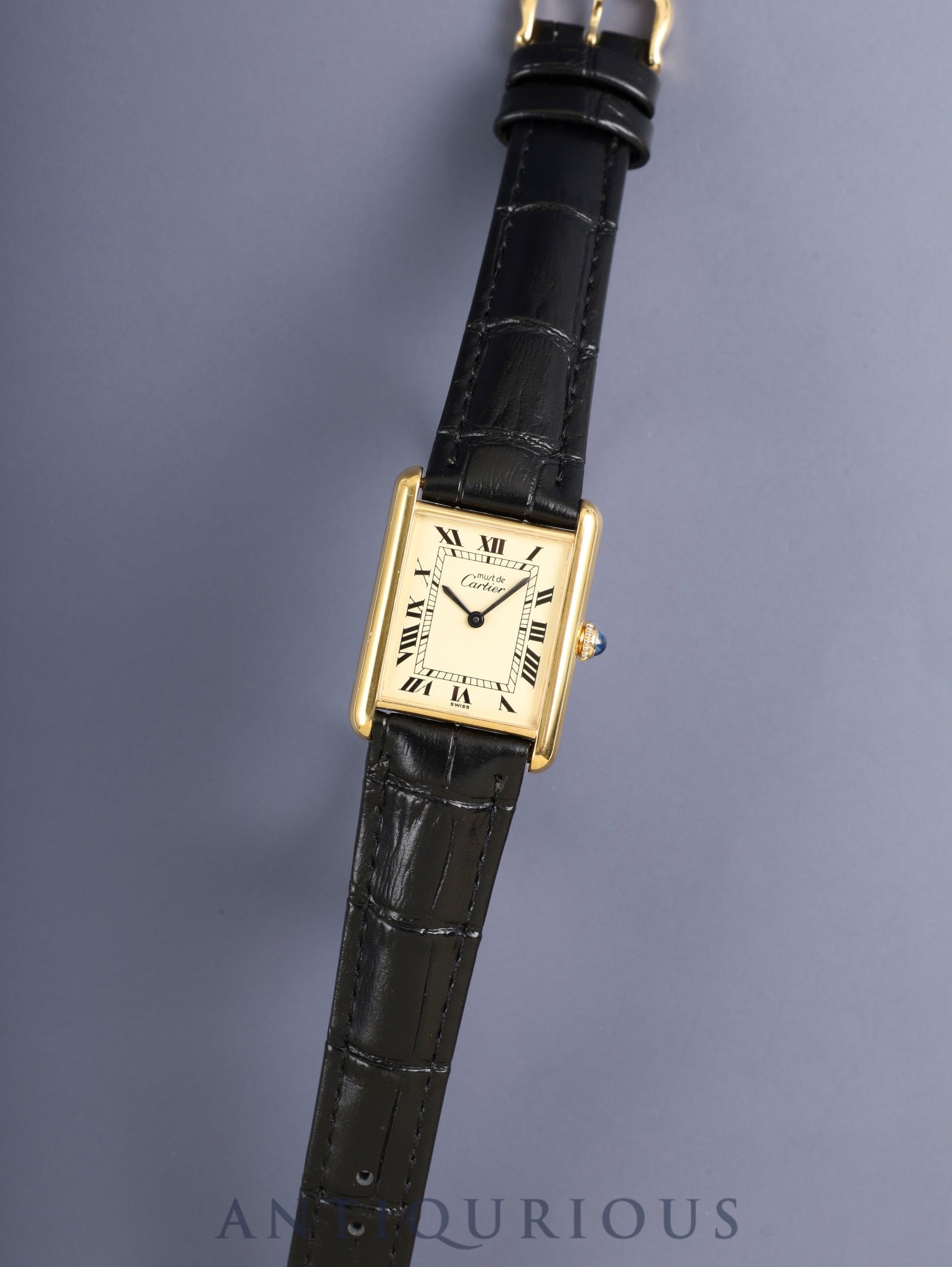 カルティエ マストタンク LM 手巻き Cal.78-1 SV925 革 純正ピンバックル（GP） アイボリーローマン文字盤（SWISS表記）オーバーホール済み 新品仕上げ済み