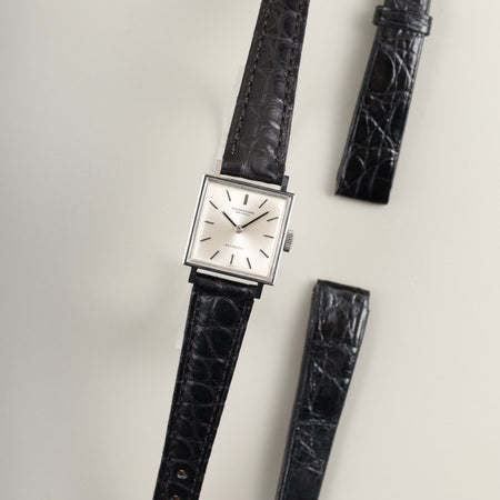 IWC Old Inter Square R2305 Automatic Cal.44 SS Leather Original Pin Buckle (SS) Silver Dial Overhauled