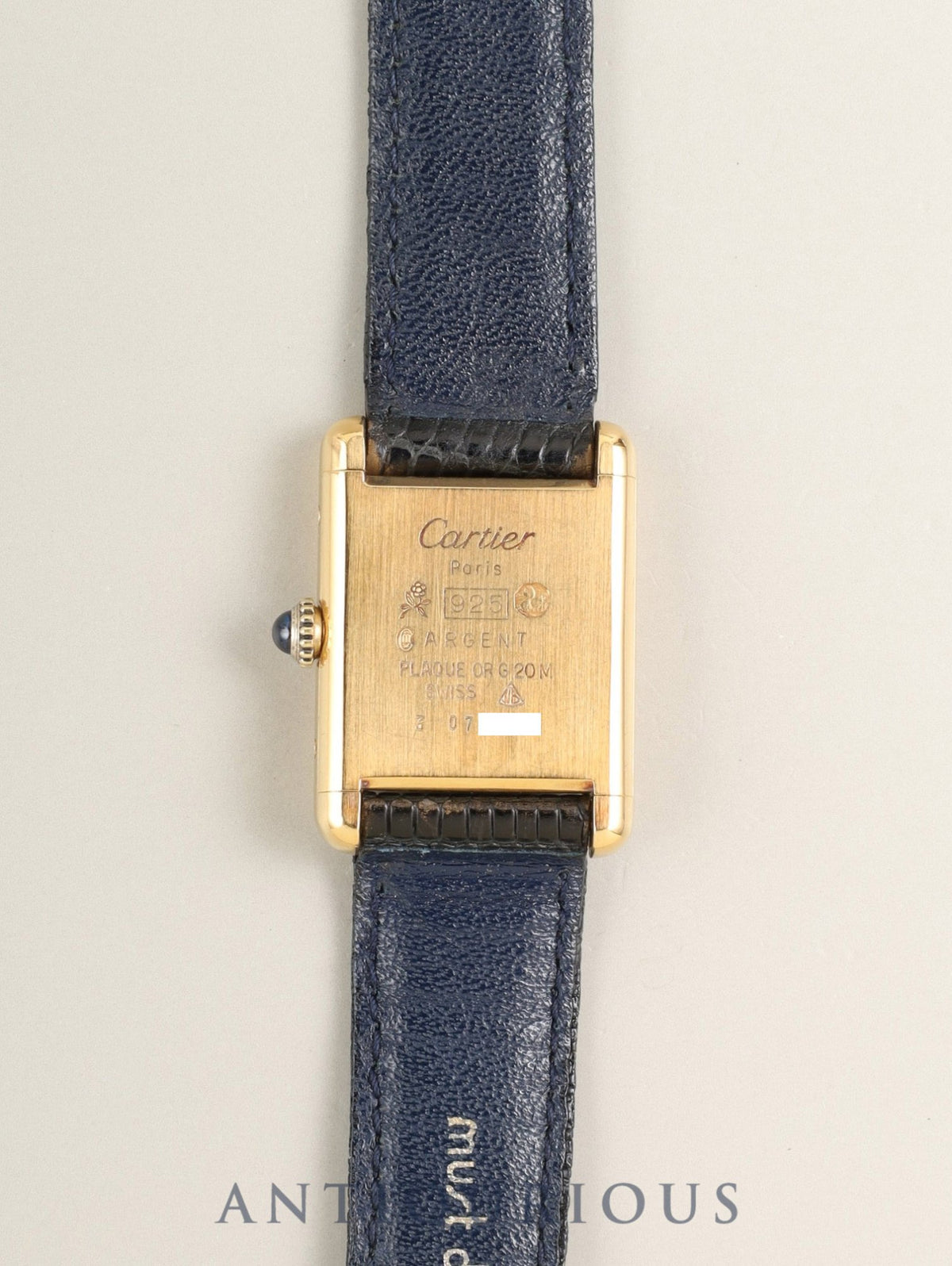 カルティエ マストタンク SM 3 手巻き Cal.78-1 SV925 革 純正ピンバックル（GP）ラピスラズリ文字盤（SWISS表記）オーバーホール済み