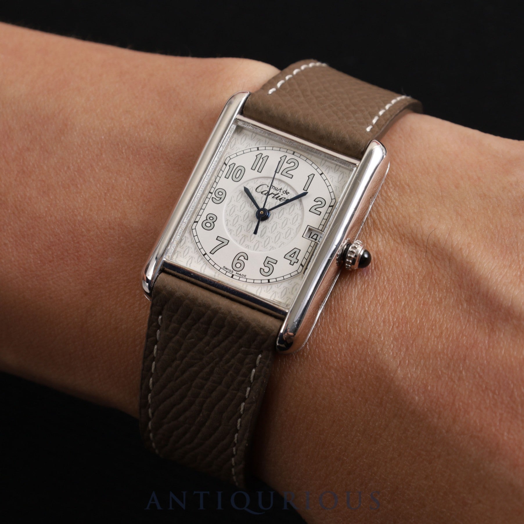 CARTIER カルティエ MUST TANK GM マストタンク GM W1014154 / 2414 クォーツ SV925 革 純正バックル テレフォンCCダイヤル文字盤 箱