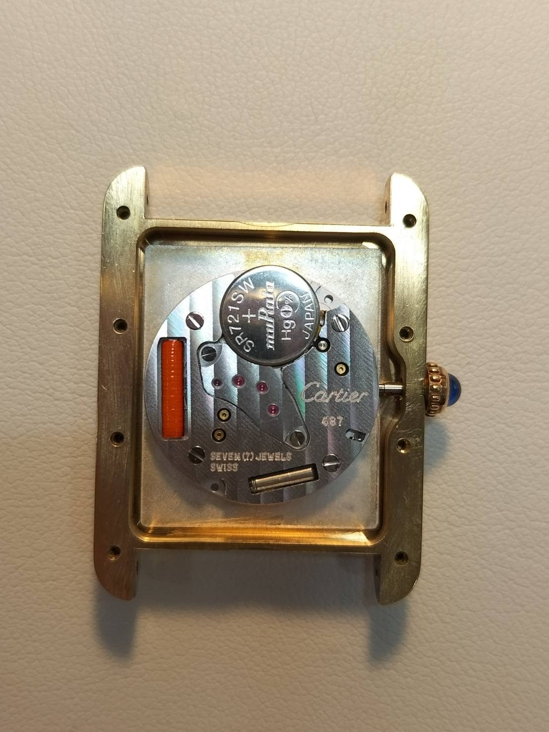 カルティエ マストタンク GM（XL） W1017454 / 2413 クォーツ Cal.687 SV925 革 純正Dバックル（GP） アイボリーローマン文字盤 箱 冊子 保証書 （2004年）オーバーホー済み