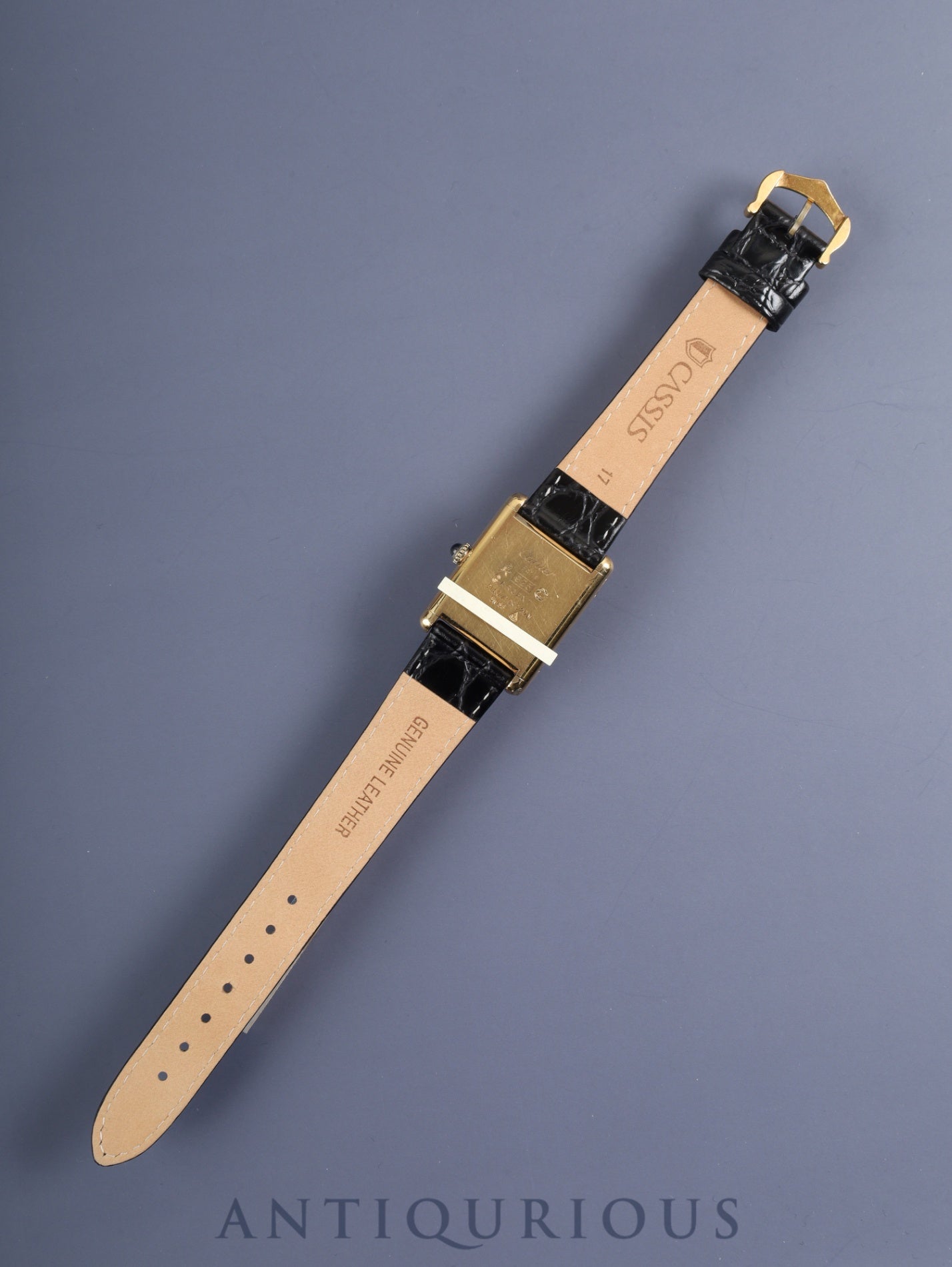 Cartier Must Tank LM Manual Winding Cal. 78-1 SV925 Leather Genuine Buckle (GP) Black Roman Dial Warranty Overhauled