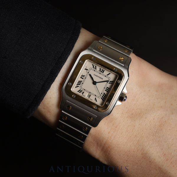 カルティエ サントス ガルベ LM W20011C4 / 1566 クォーツ Cal.687 SS/YG SS/YG アイボリーローマン文字盤 国際修理証明書 オーバーホール済み