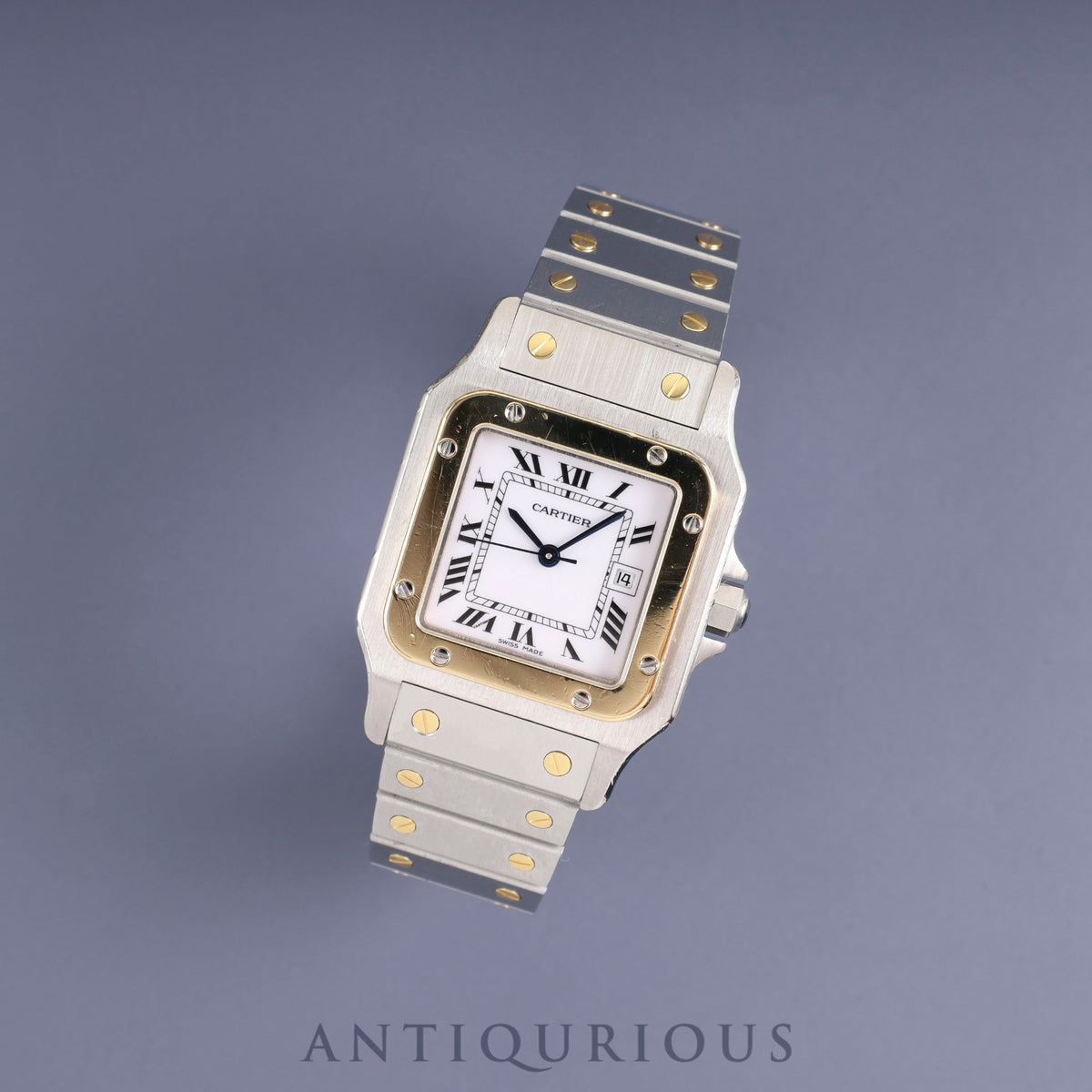 Cartier Santos Carre LM 2961 Automatic, Stainless Steel/Yellow Gold, White Roman Dial, Fully Serviced at a Cartier Boutique
