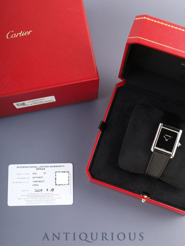 Cartier Tank Must LM WSTA0072 / 4323 Quartz Cal.- SS original leather strap original pin buckle (SS) black dial (SWISS MADE marking) box warranty (2024)