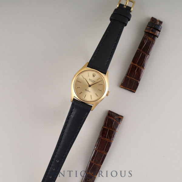 Rolex Cellini 3800 manual winding Cal. 1600 750 leather strap genuine buckle (GP) gold dial 35 series (1972) genuine leather strap overhauled