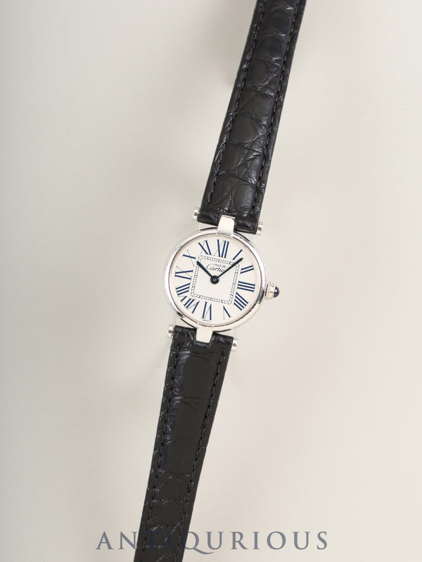 Cartier Must Vendôme VLC SM 1850 Quartz Caliber 690 SV925 Leather Strap with Genuine D-Clasp (Stainless Steel) Opalescent Dial Overhauled