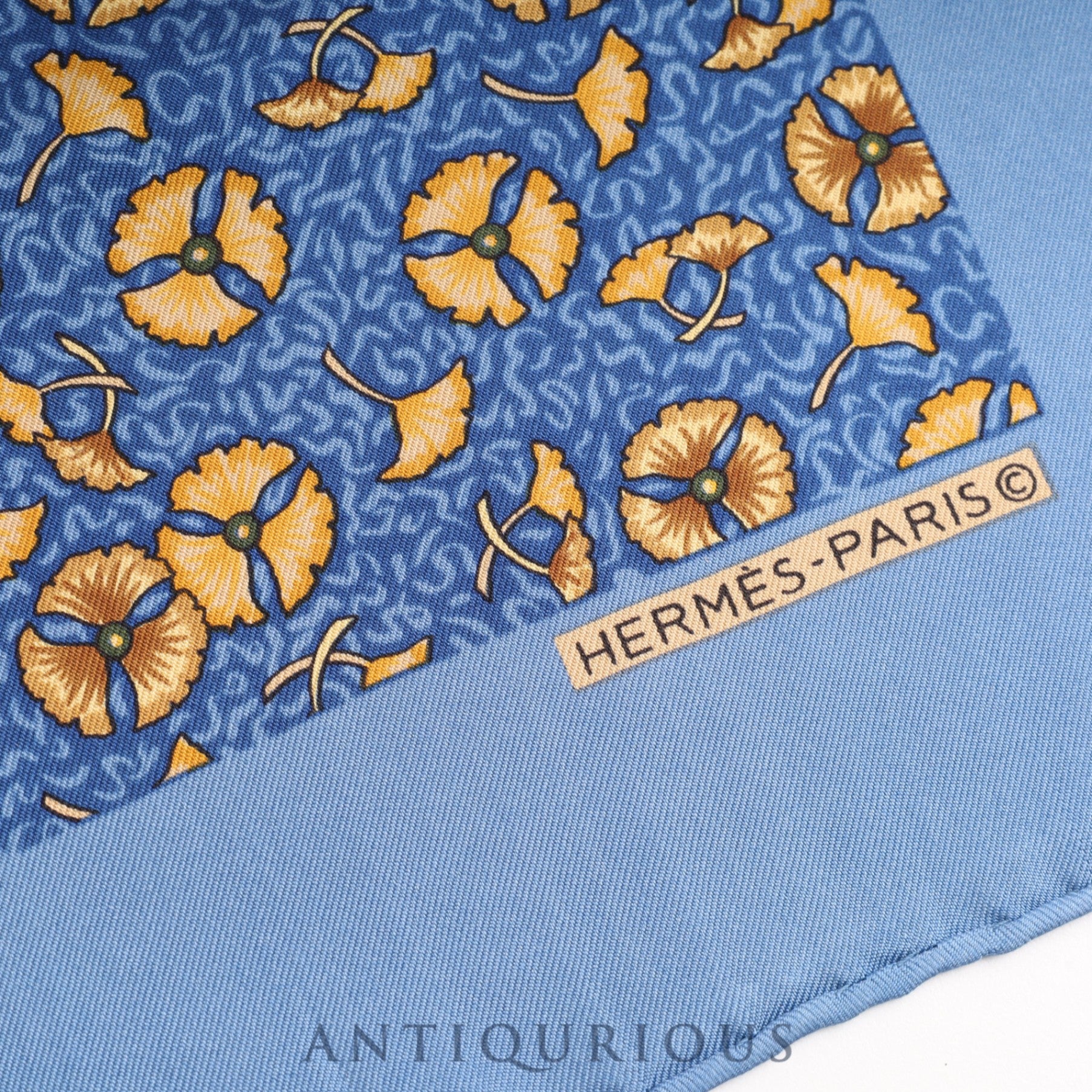 Hermes scarf Carre 45 all-over pattern blue 100% SILK