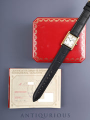 カルティエ マストタンク LM 590005 クォーツ Cal.90 SV925 革 純正尾錠（GP） 飛びアラビアCC文字盤（SWISS表記） 箱 冊子 保証書（1992年/H4）オーバーホール済み