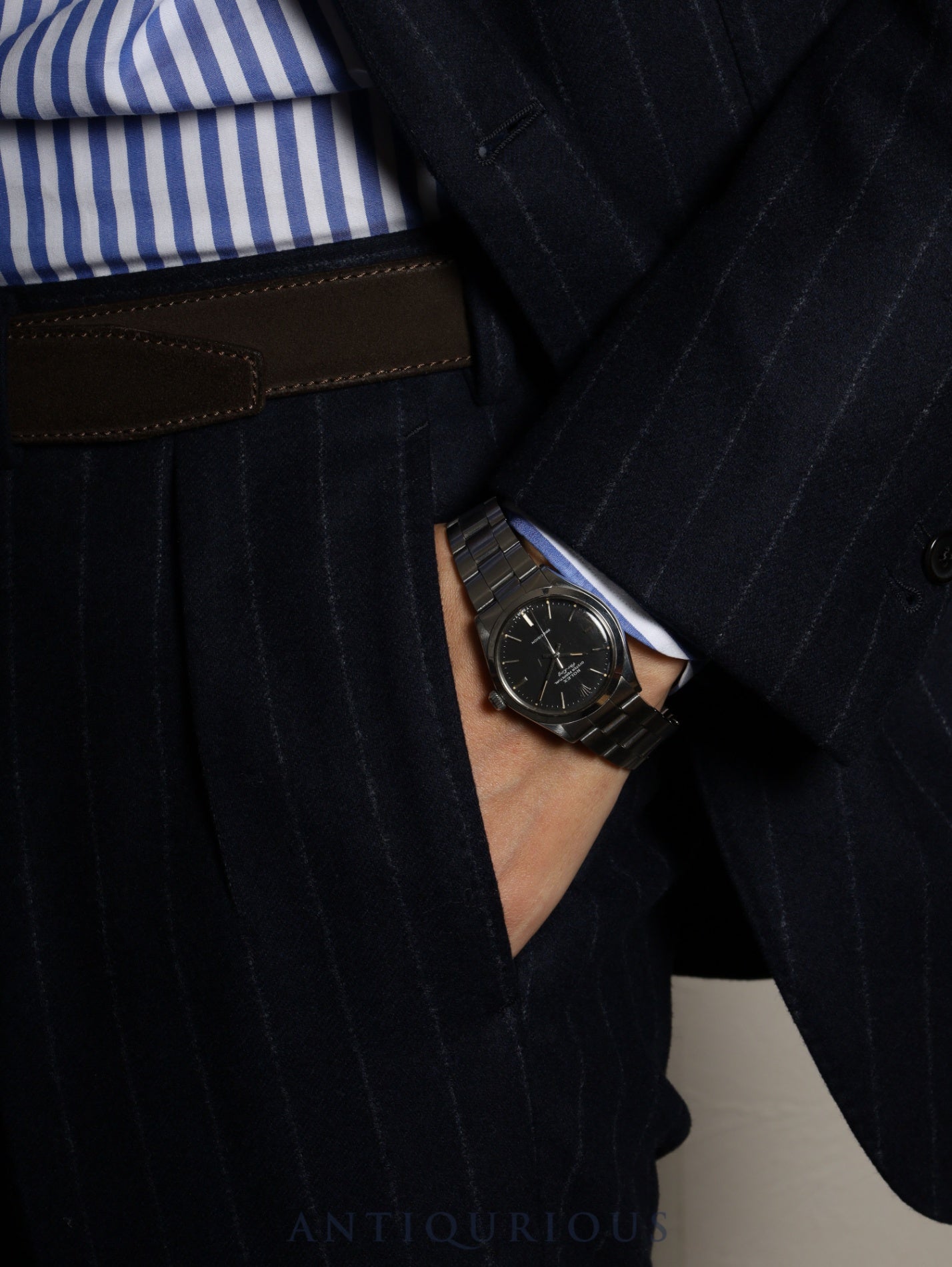 ロレックス エアキング 5500 自動巻き Cal.1520 SS SS ブラック文字盤