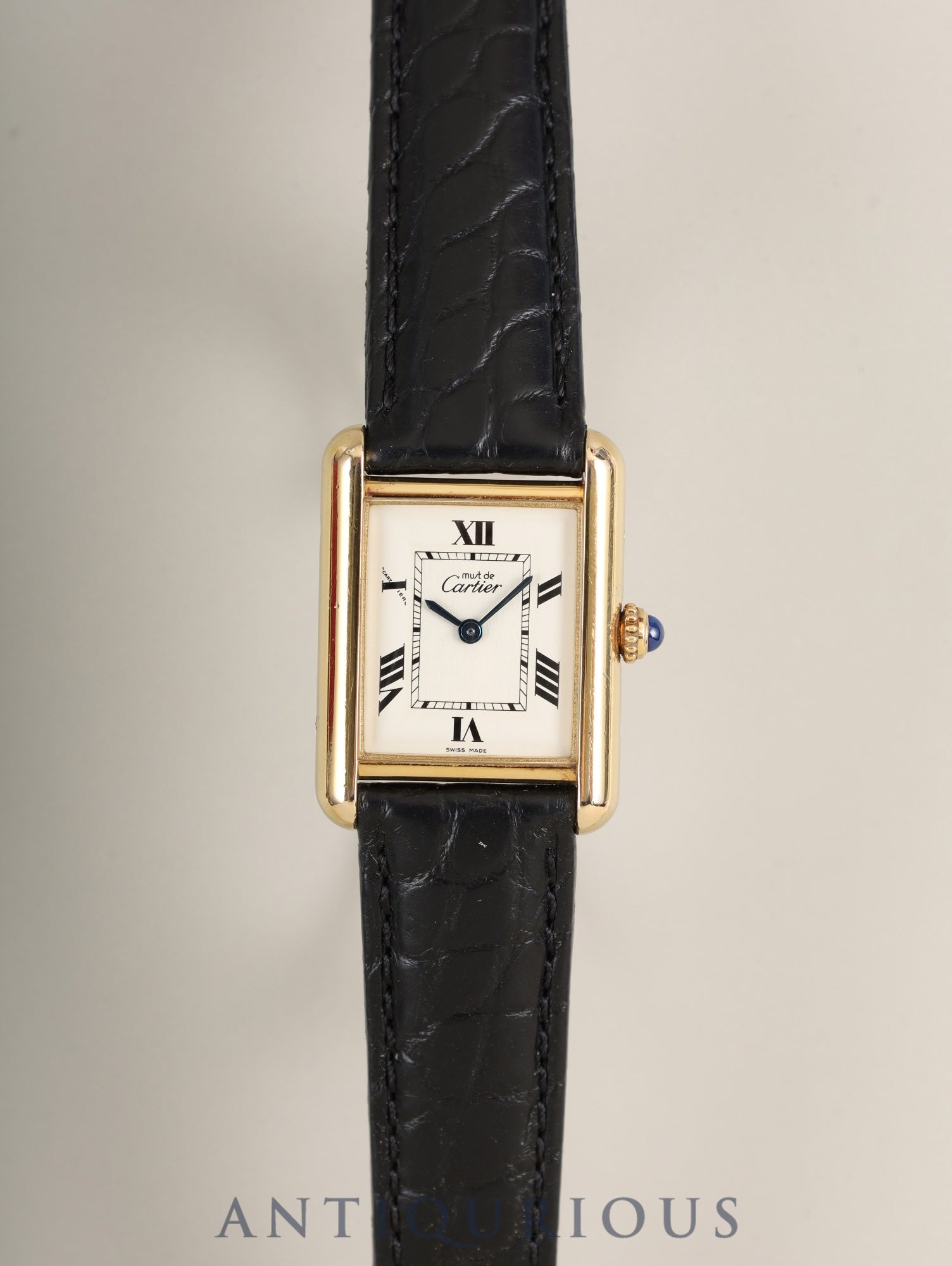 カルティエ マストタンク MM W1013654 / 2415 クォーツ Cal.057 SV925 革 純正Dバックル（GP） ホワイト飛びローマン文字盤（SWISS MADE表記）箱 オーバーホール済み