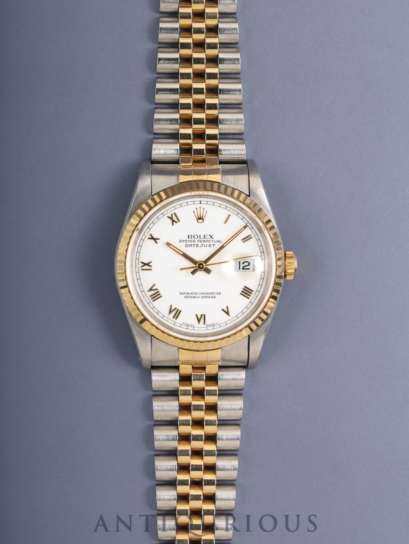 ロレックス デイトジャスト 16233 自動巻き Cal.3135 SS/YG SS/YG ホワイト 文字盤 X番台（1991年）外箱 保証書（1994年） オーバーホール済み