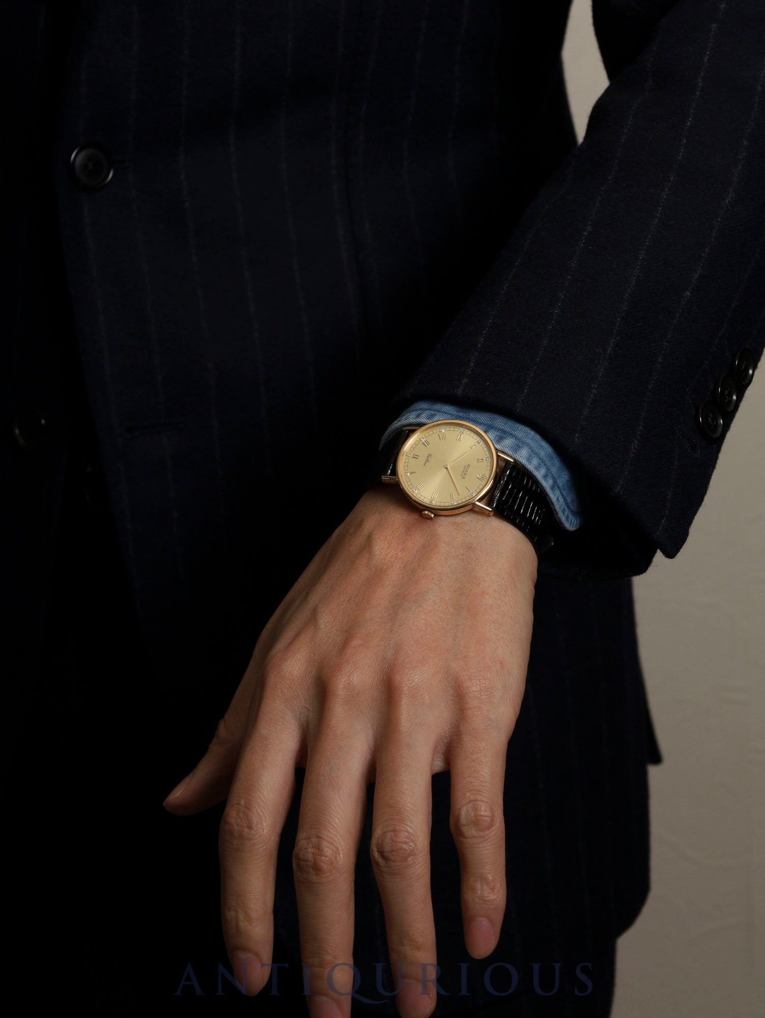 Rolex Cellini 5112, manual winding, Cal. 1601, 750YG, leather strap, original pin buckle (750YG), champagne diamond Roman numeral dial, L-series (1989-1990), repair invoice included, recently overhauled.