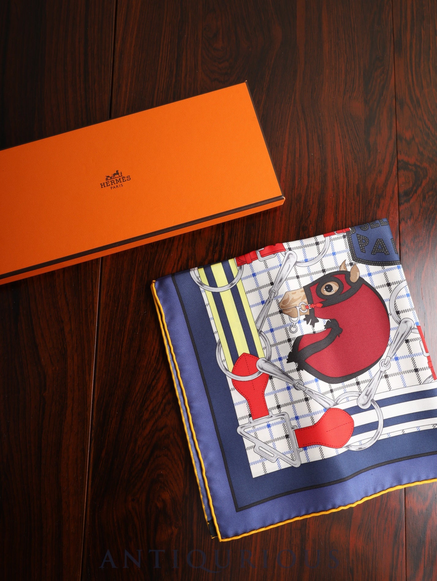 エルメス スカーフ カレ45 Hermes Sellier エルメス セリエ SILK100％ 箱