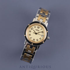 Hermes Clipper CL4.220 Quartz SS / YG Champagne Arabic Dial Box Warranty (unnamed) 2 links Overhauled