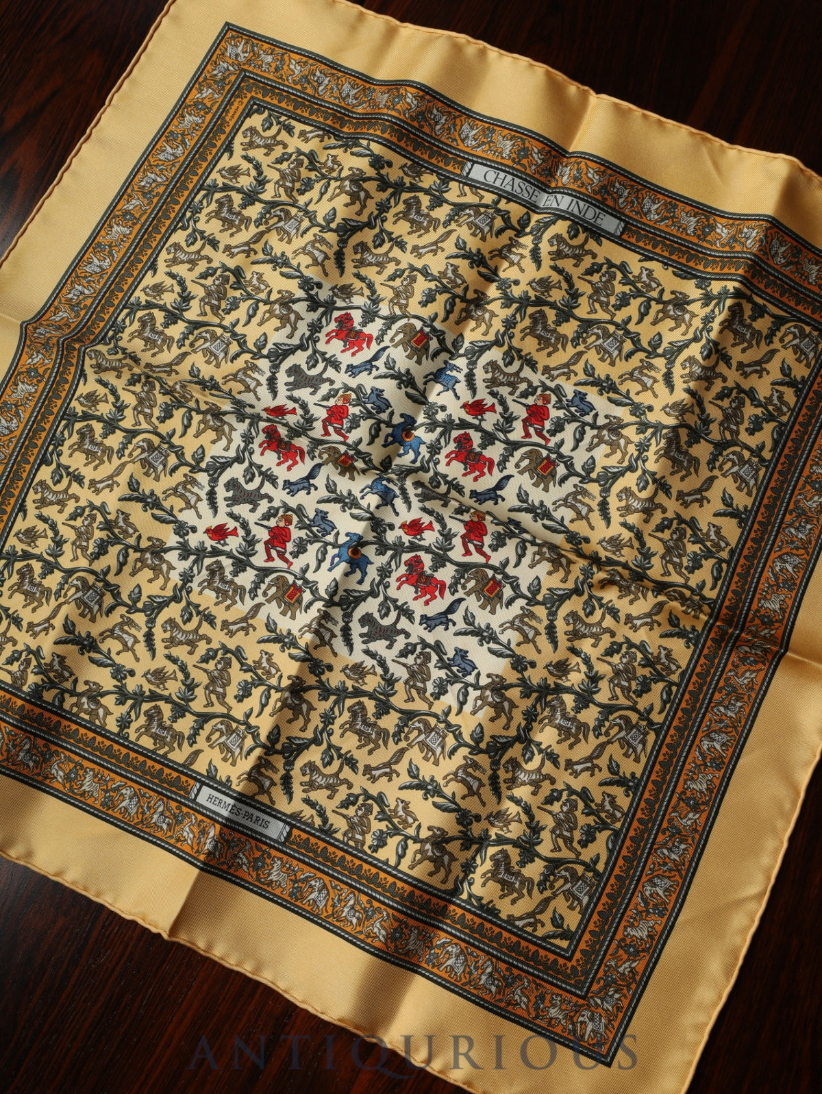 Hermès Scarf Carré 45 CHASSE EN INDE Hunting in India 100% Silk