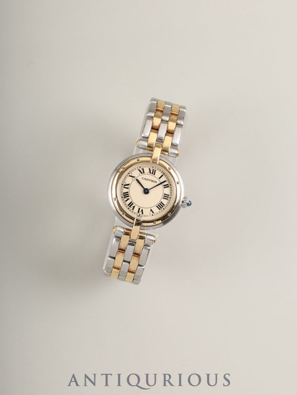 カルティエ パンテール ヴァンドーム SM 166920 クォーツ Cal.157 SS/YG 2ロウ ホワイトローマン文字盤 箱 冊子 保証書（1989年） カルティエ修理証明書（2006年）オーバーホール済み