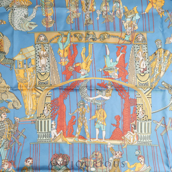 Hermes scarf Carré 90 LE TEMPS des MARIONNETTES Marionette Time SILK 100% Box