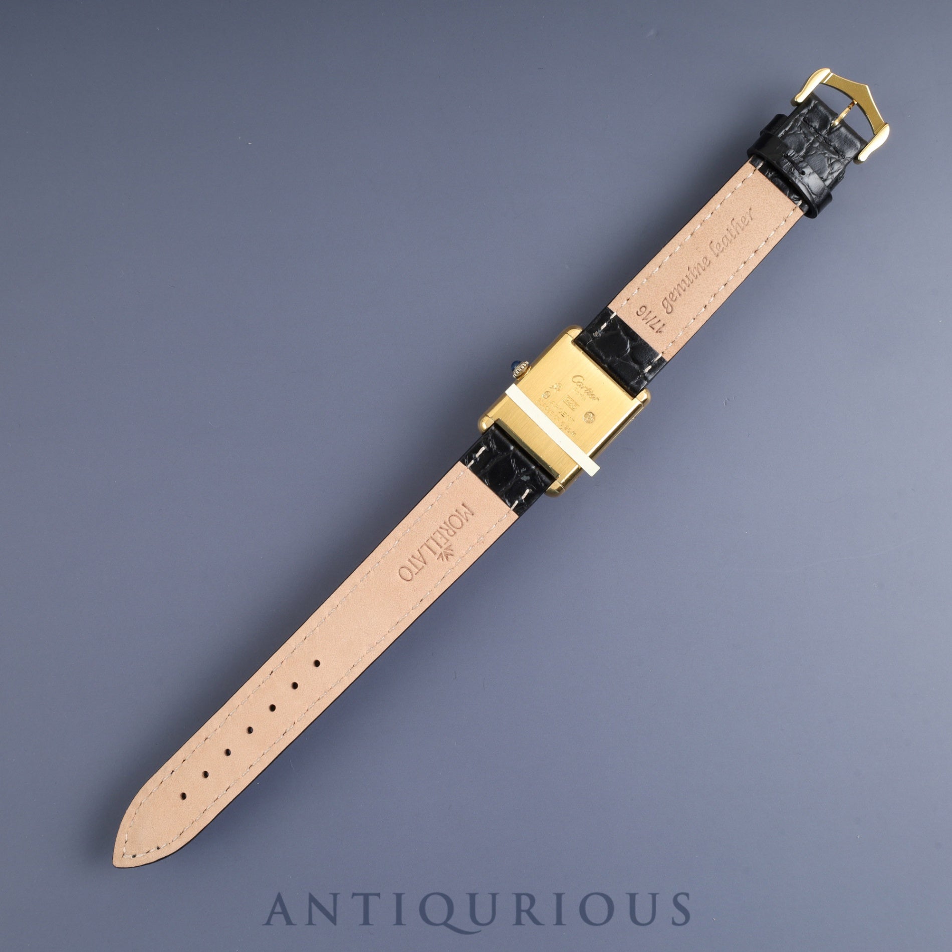 Cartier Must Tank LM 6 182065 Manual Winding Caliber 78-1 SV925 Leather Strap with Genuine GP Buckle Ivory Roman Dial Overhauled