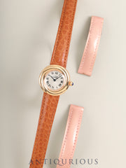 Cartier Must Trinity 2438 Quartz SV925 (PGP) leather, genuine deployant buckle (GP), silver Roman dial (SWISS MADE), with genuine leather strap. Complete service (full maintenance) done at a Cartier boutique.