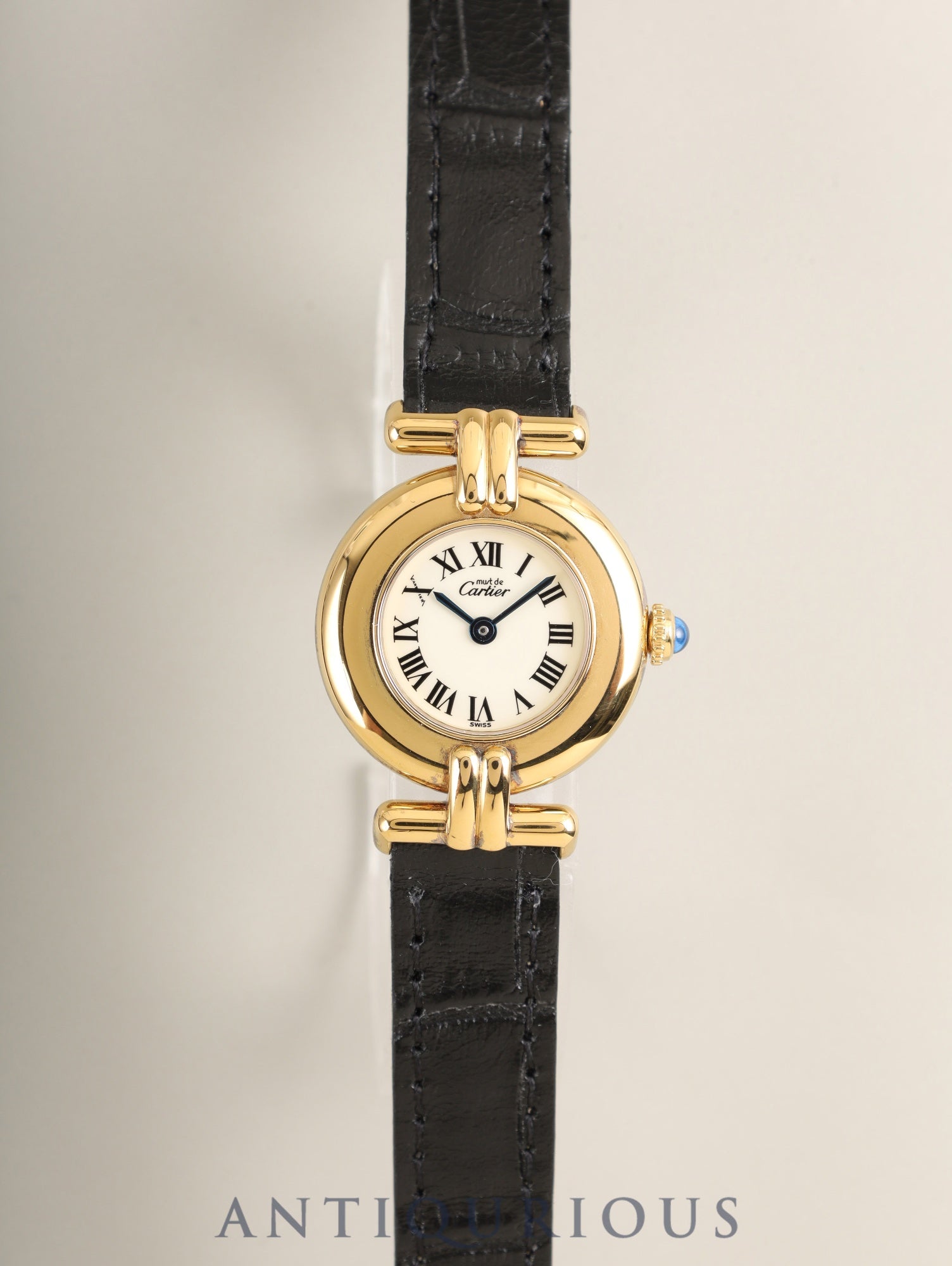 Cartier Must Colisée 590002 Quartz Cal.90 SV925 Leather Original Pin Buckle (GP) Ivory Roman Dial (SWISS marking) Overhauled