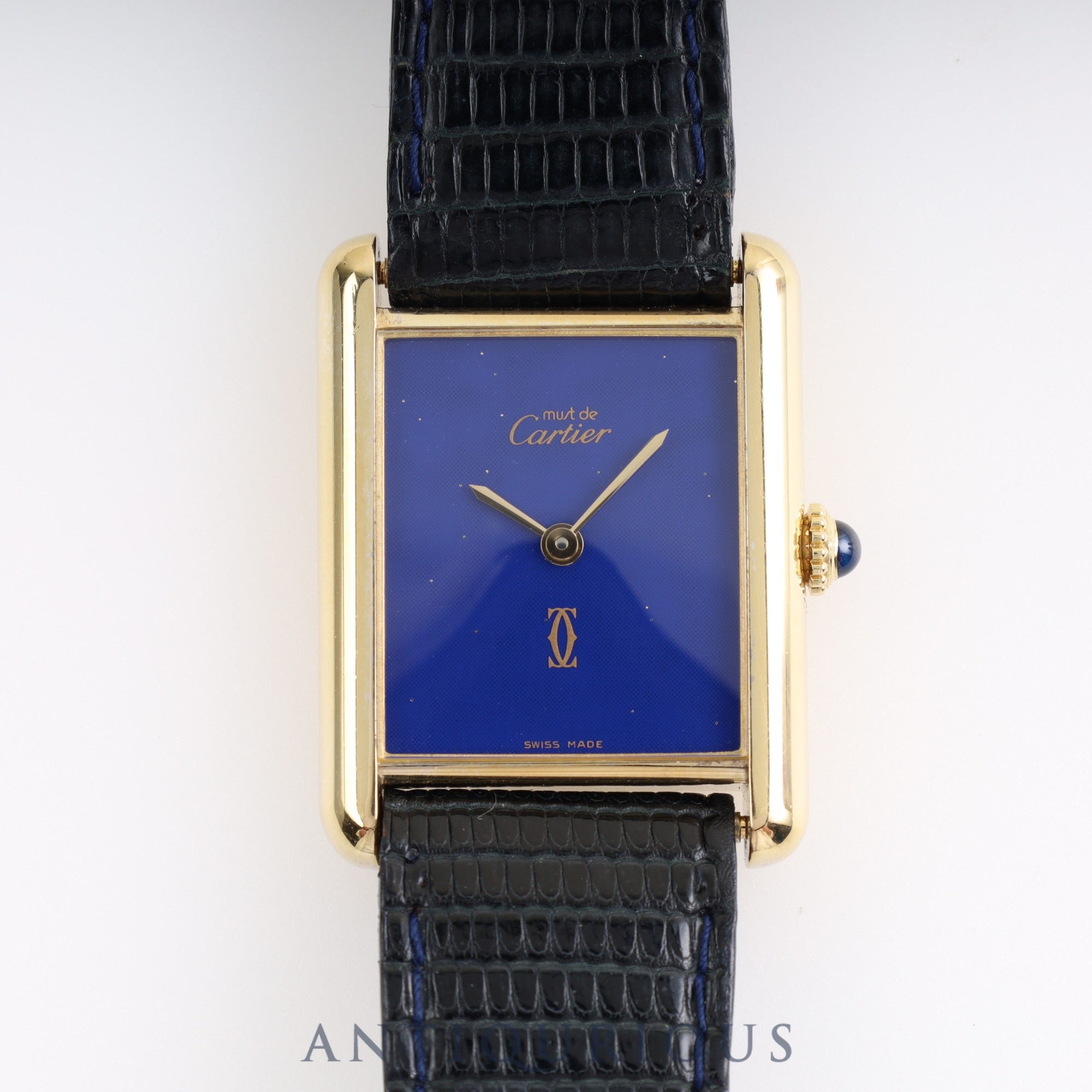 Cartier Must Tank LM Manual Winding Genuine Buckle Belt Lapis Lazuli Dial Cartier Boutique Complete Service