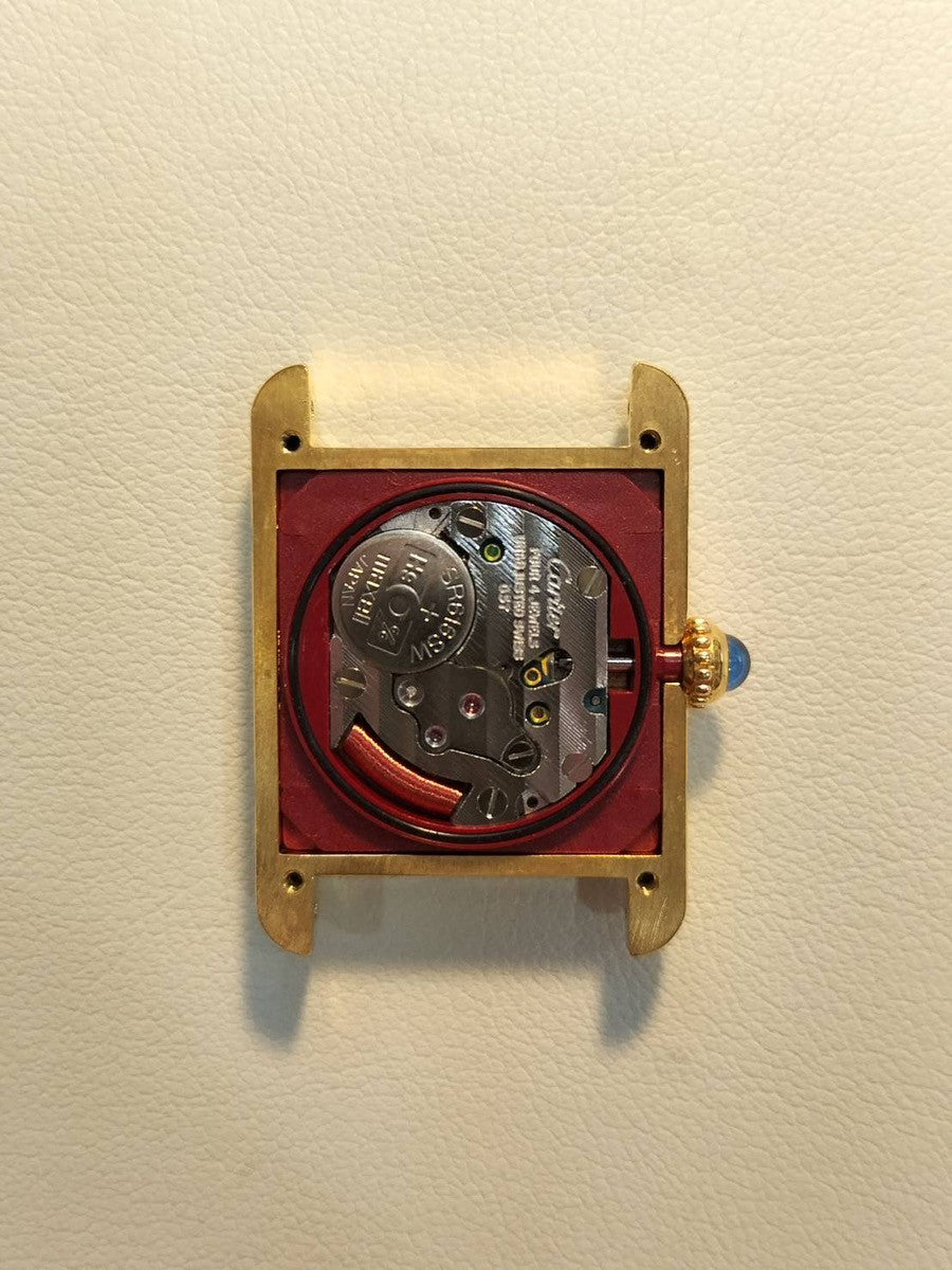 カルティエ マストタンク SM 5057001 クォーツ Cal.057 SV925 革 純正尾錠（GP）アイボリーローマン文字盤 オーバーホール済み