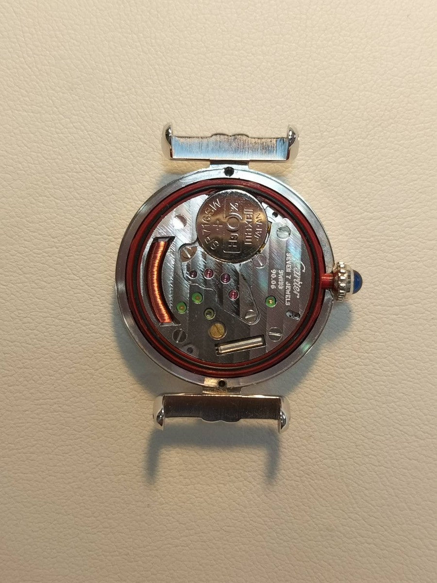 カルティエ マストコリゼ W1001665 / 690002 クォーツ Cal.90.06  SV925 革 純正Dバックル（SS） ホワイトローマン文字盤 箱 冊子 保証書（1995年） オーバーホール済み