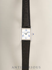Cartier Must Tank MM W1014054 / 2416 Quartz Cal.057 SV925 Leather Genuine D-buckle (SS) White Dial with Exploded Roman Numerals (SWISS MADE) with Genuine Leather Strap, Overhauled