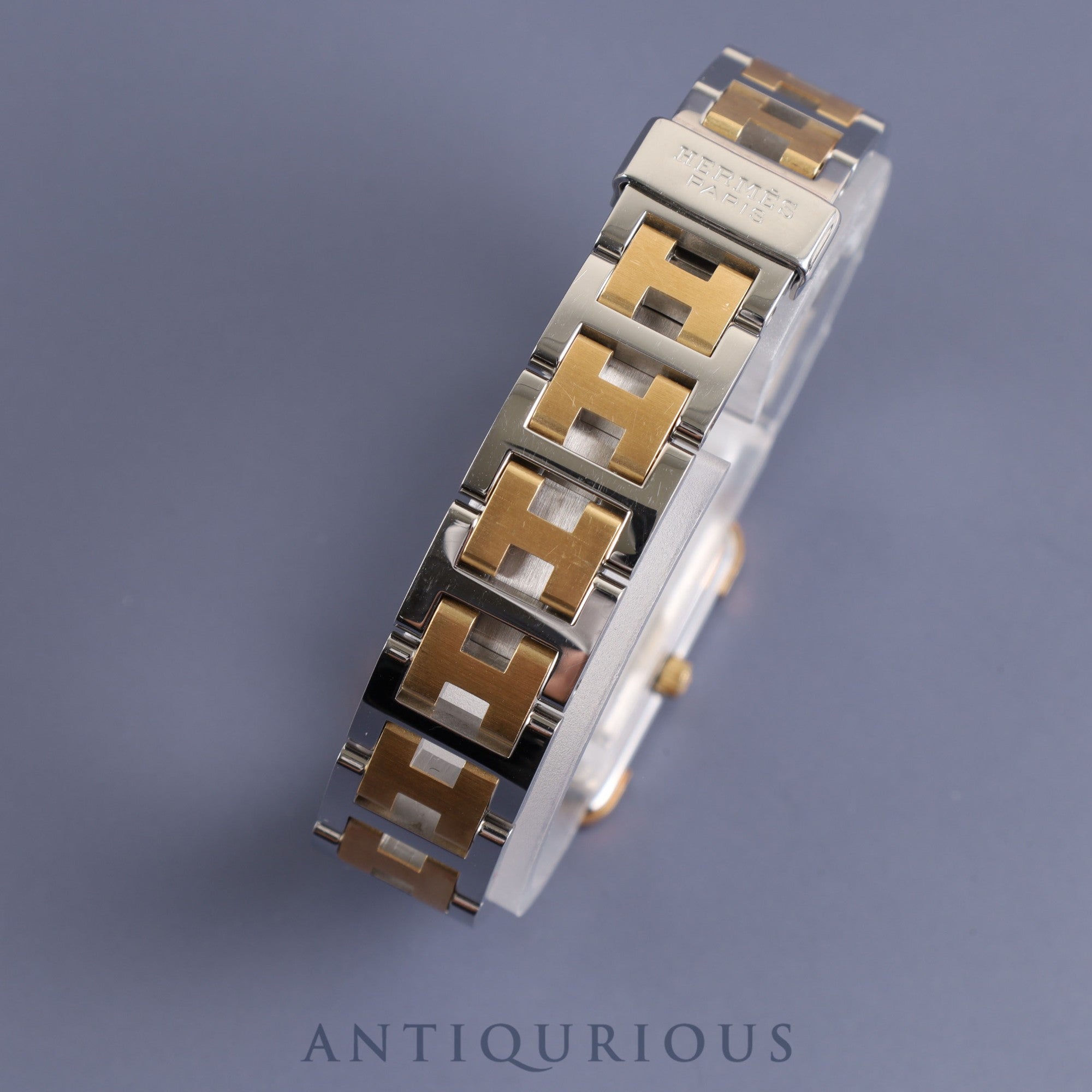 Hermes Cloajour CR1. 220 Quartz Cal.976.001 SS/GP Gold Dial Warranty (2000) Box Overhauled