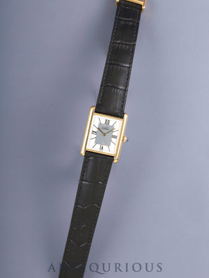 Cartier Must Tank LM 590005 Quartz Cal.90 SV925 Leather Genuine D-Buckle (GP) Center Grey Roman Numerals Dial (SWISS marking) Overhauled