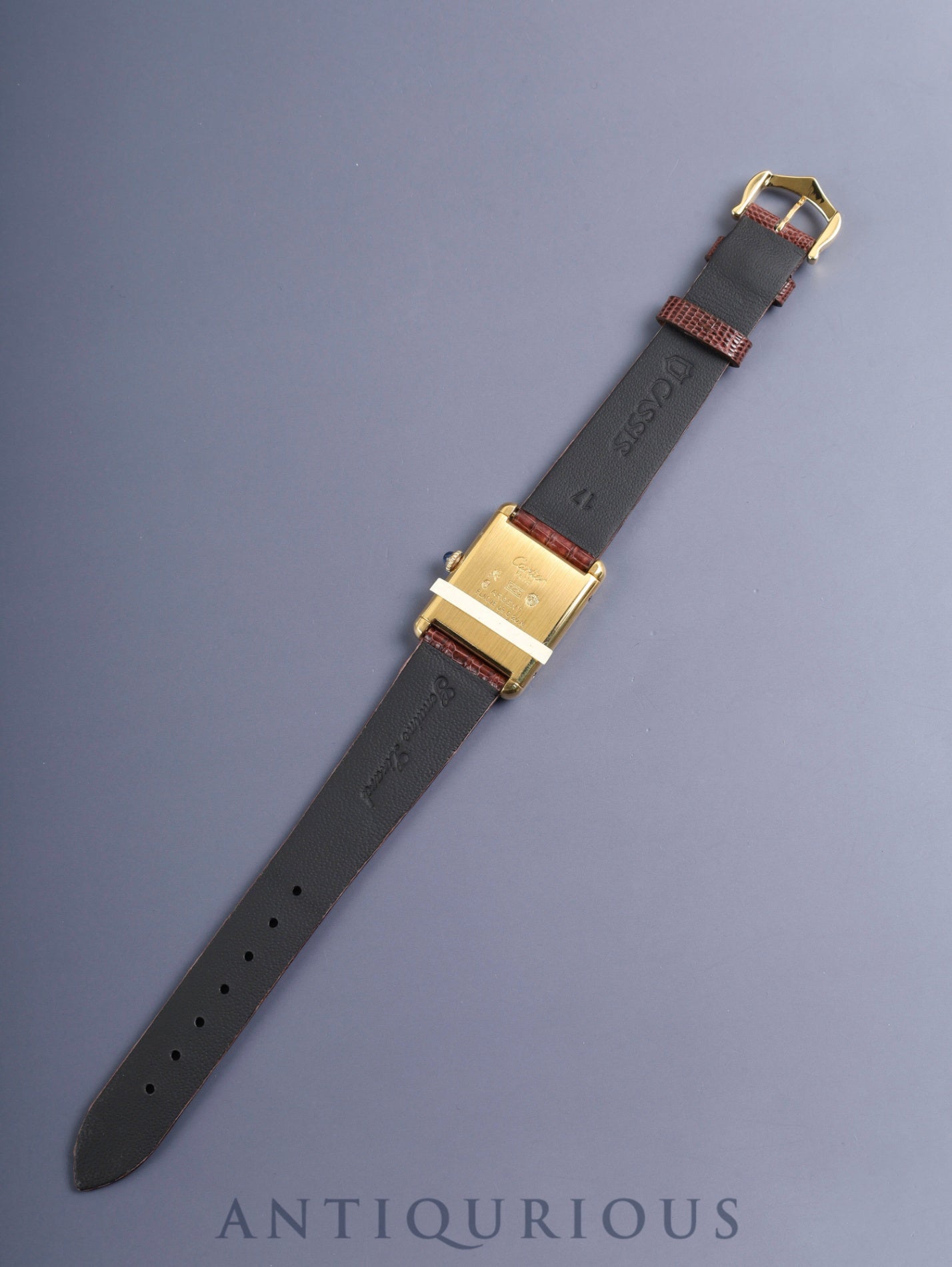 カルティエ マストタンク LM 手巻き Cal.78-1 SV925 革 純正ピンバックル（GP）マホガニー文字盤（SWISS表記）オーバーホール済み 新品仕上げ済み