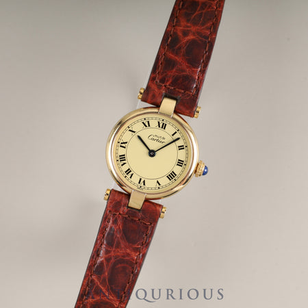 Cartier Must Vendome VLC SM 590004 Quartz Cal.690 SV925 Genuine leather strap Genuine buckle (GP) Ivory Roman dial Overhauled