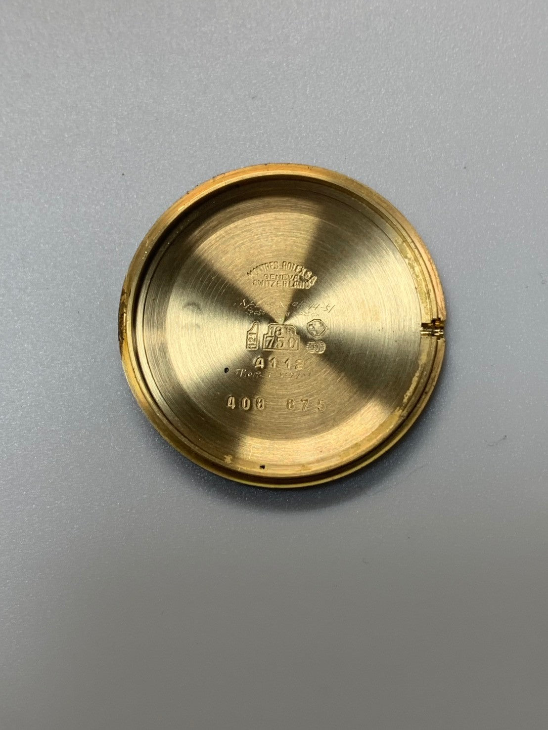 ロレックス チェリーニ 4112/8 手巻き Cal.1602 750YG 革 純正ピンバックル（750YG）シャンパン文字盤（SWISS表記 / 11Pダイヤ）W番台（1994年～1995年）箱 保証書（1999年） 冊子 カードケース ビニールケース クロス タグ オーバーホール済み
