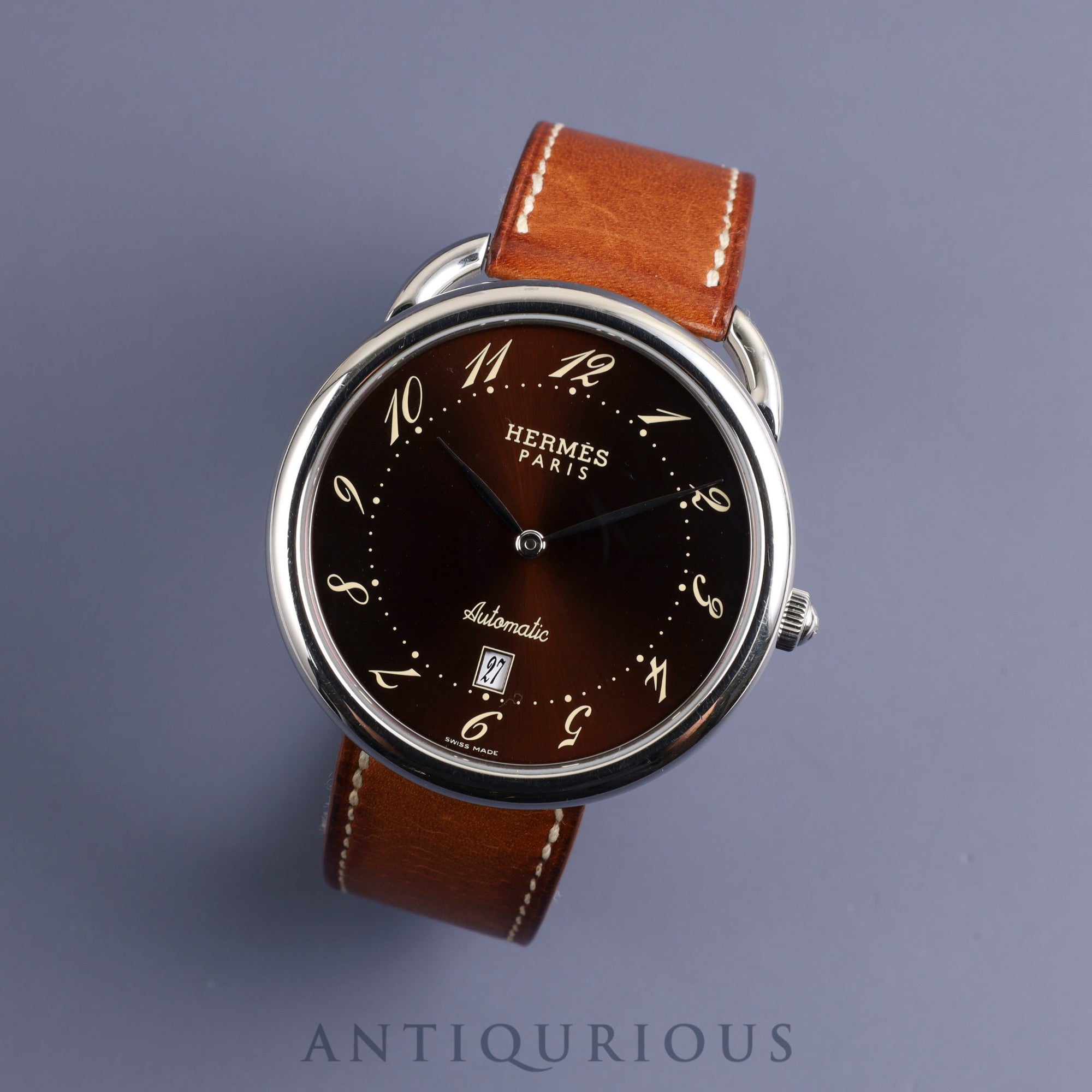 Hermes Arceau AR4.810 Automatic SS Genuine leather strap Genuine buckle (SS) Brown Arabic dial Box Warranty card (unsigned) Overhauled