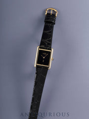 Cartier Must Tank LM 6 Hand-wound Cal.78-1 SV925 Leather Genuine Pin Buckle (GP) Onyx Dial (SWISS marking) Overhauled