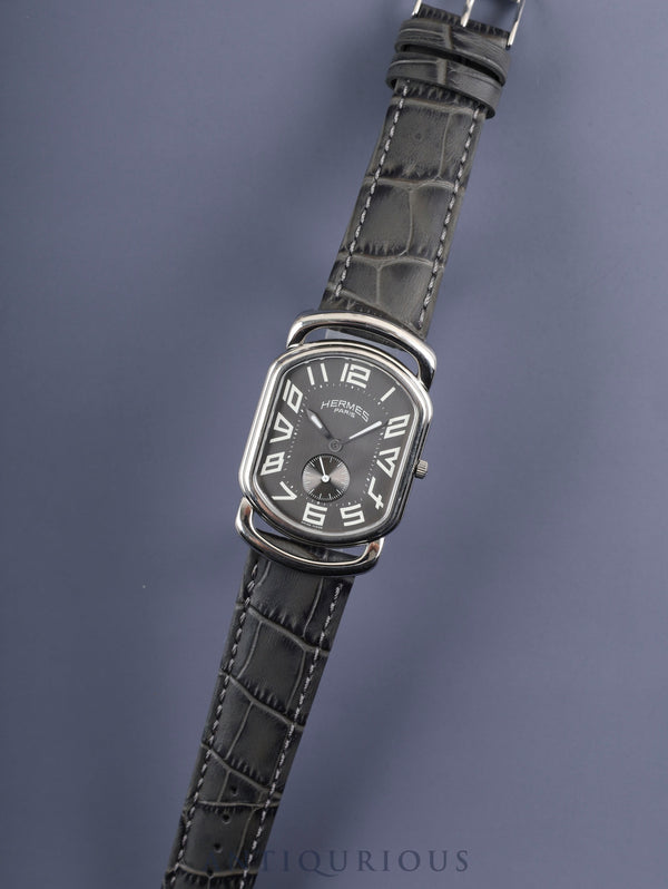 エルメス ラリー スモールセコンド RA1.810 クォーツ Cal.980.163 SS 革 社外尾錠（SS）グレー文字盤 オーバーホール済み