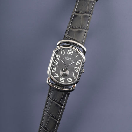 エルメス ラリー スモールセコンド RA1.810 クォーツ Cal.980.163 SS 革 社外尾錠（SS）グレー文字盤 オーバーホール済み